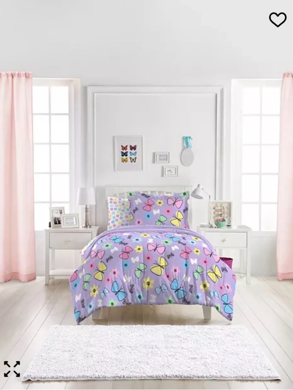 Unbranded Lavender Butterfly & Flower Comforter Set